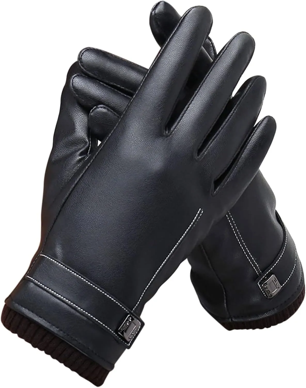 PU Leather Gloves for Women Winter Warm Gloves Touchscreen Warm Texting Gloves for Driving Riding Cycling