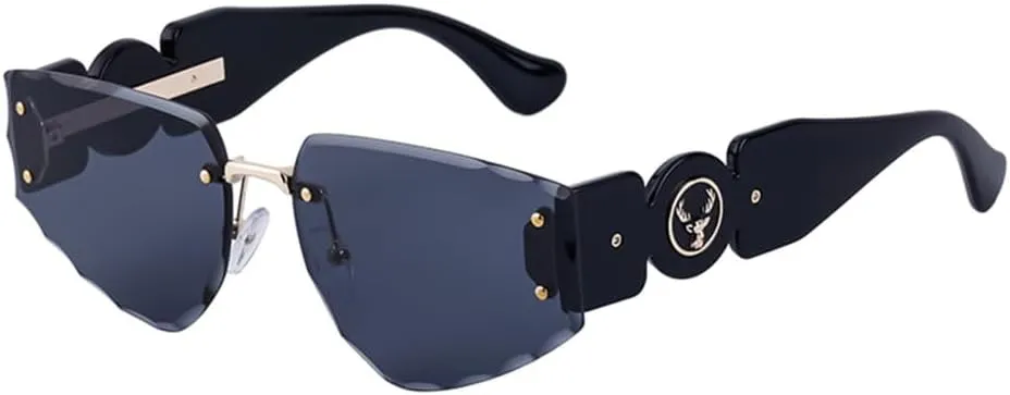 Rimless Punk Sunglasses Women Men Cat Eye Sun Glasses For Ladies vintage Frameless Eyewear Shades UV400