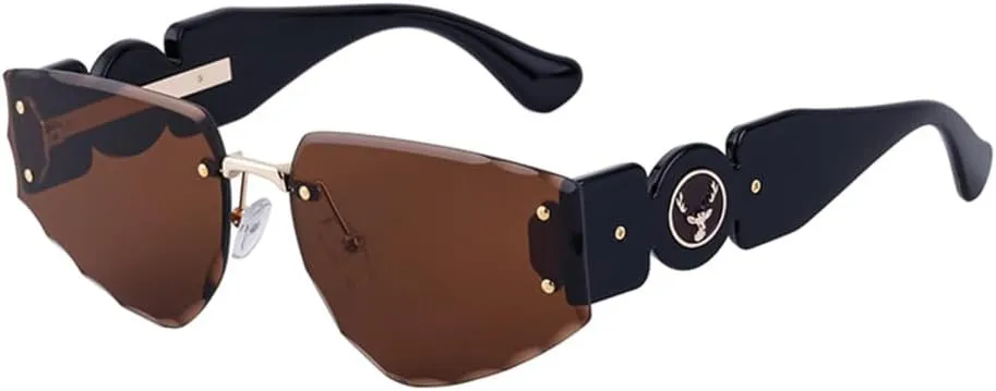 Rimless Punk Sunglasses Women Men Cat Eye Sun Glasses For Ladies vintage Frameless Eyewear Shades UV400