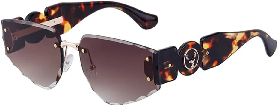 Rimless Punk Sunglasses Women Men Cat Eye Sun Glasses For Ladies vintage Frameless Eyewear Shades UV400