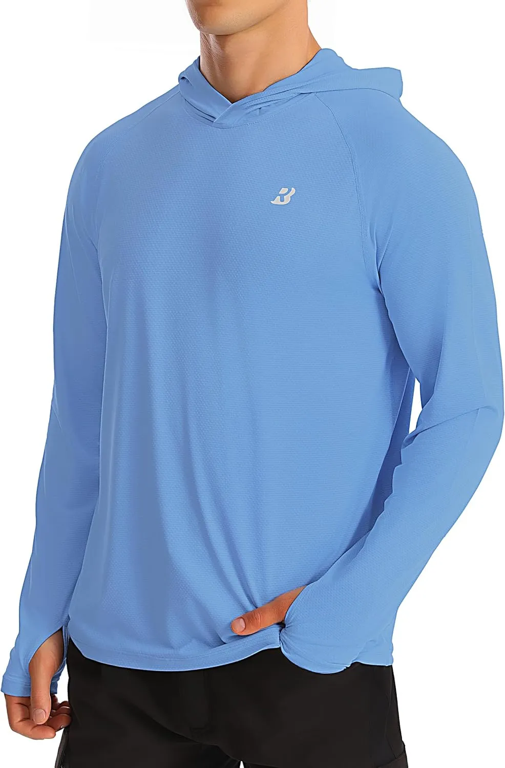 Roadbox UPF 50  Fishing Shirts for Men, Long Sleeve UV Protection Sun Hoodie, Swim Rash Guard for Hiking Running Workout