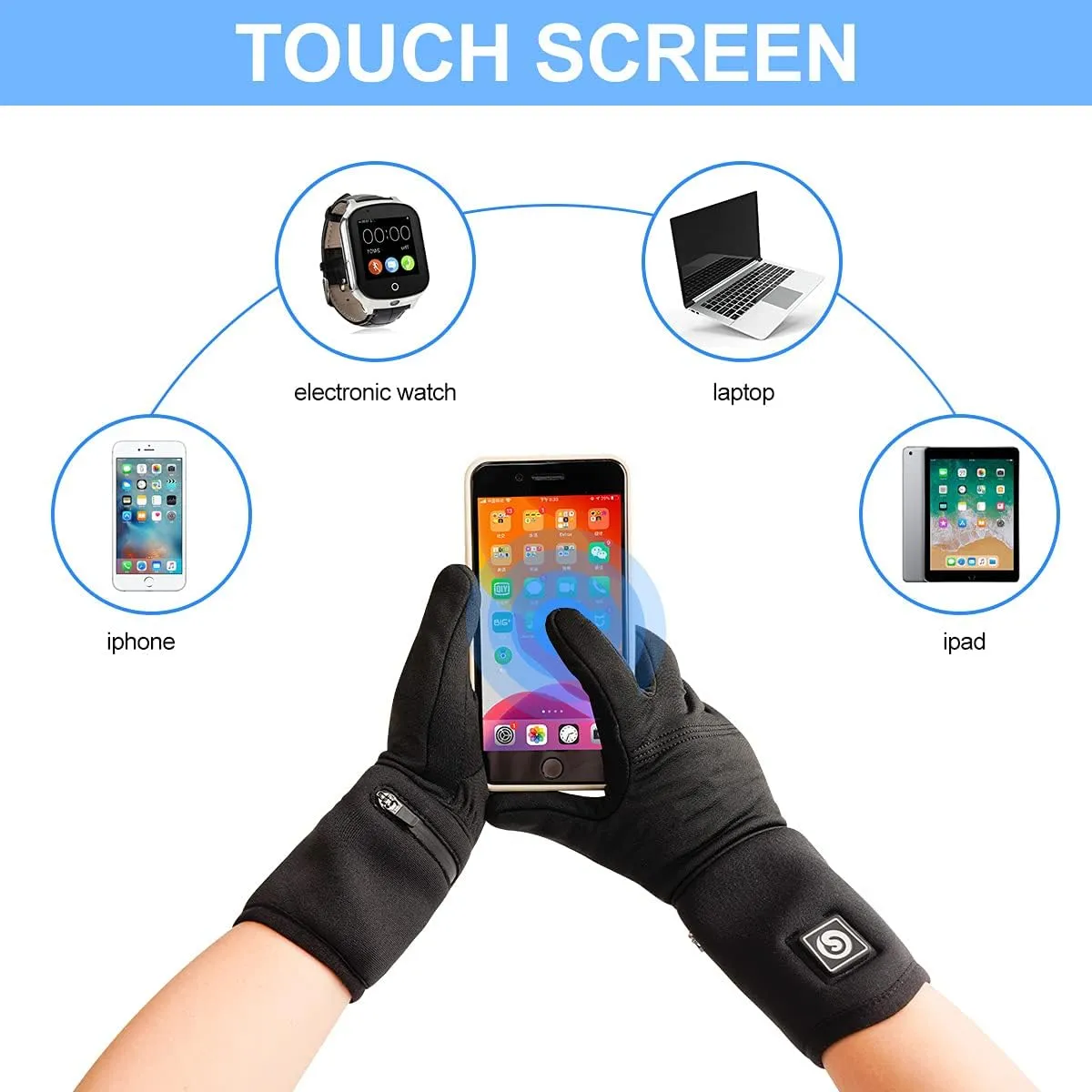 SAVIOR HEAT Heated Gloves, Battery Electric Heated Glove Liners for Men Women Ultra-Thin Hand Warmers Rechargeable Touchscreen Winter Gloves for Outdoor Sports, Black
