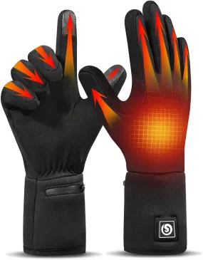 SAVIOR HEAT Heated Gloves, Battery Electric Heated Glove Liners for Men Women Ultra-Thin Hand Warmers Rechargeable Touchscreen Winter Gloves for Outdoor Sports, Black