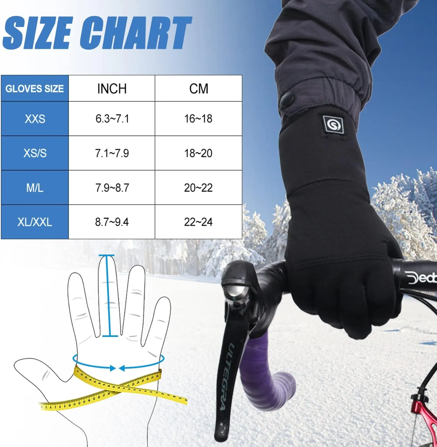 SAVIOR HEAT Heated Gloves, Battery Electric Heated Glove Liners for Men Women Ultra-Thin Hand Warmers Rechargeable Touchscreen Winter Gloves for Outdoor Sports, Black