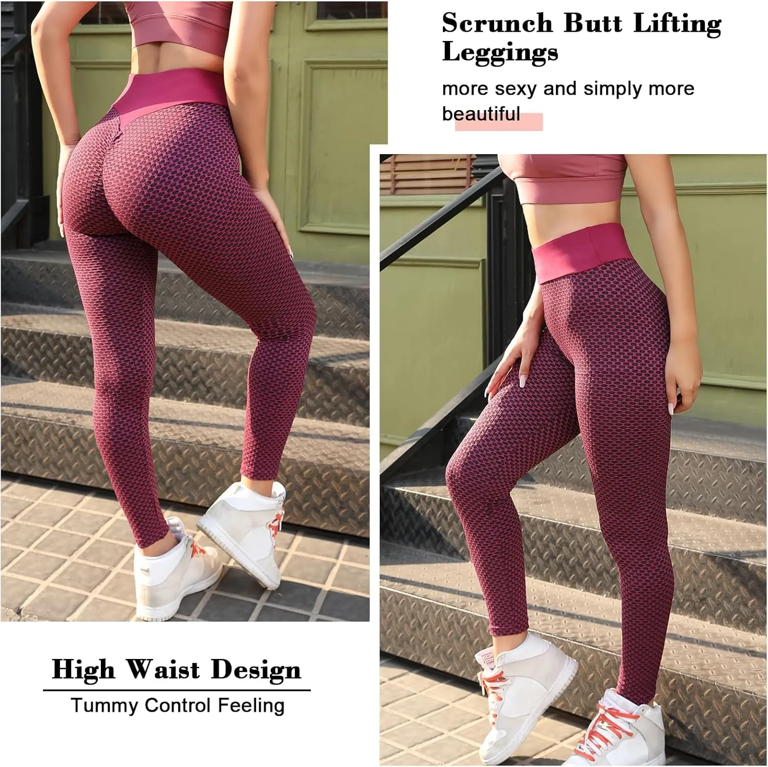Scrunch Butt Lifting Workout Leggings for Women High Waisted Yoga Pants Tummy Control Gym Booty Textured Tights