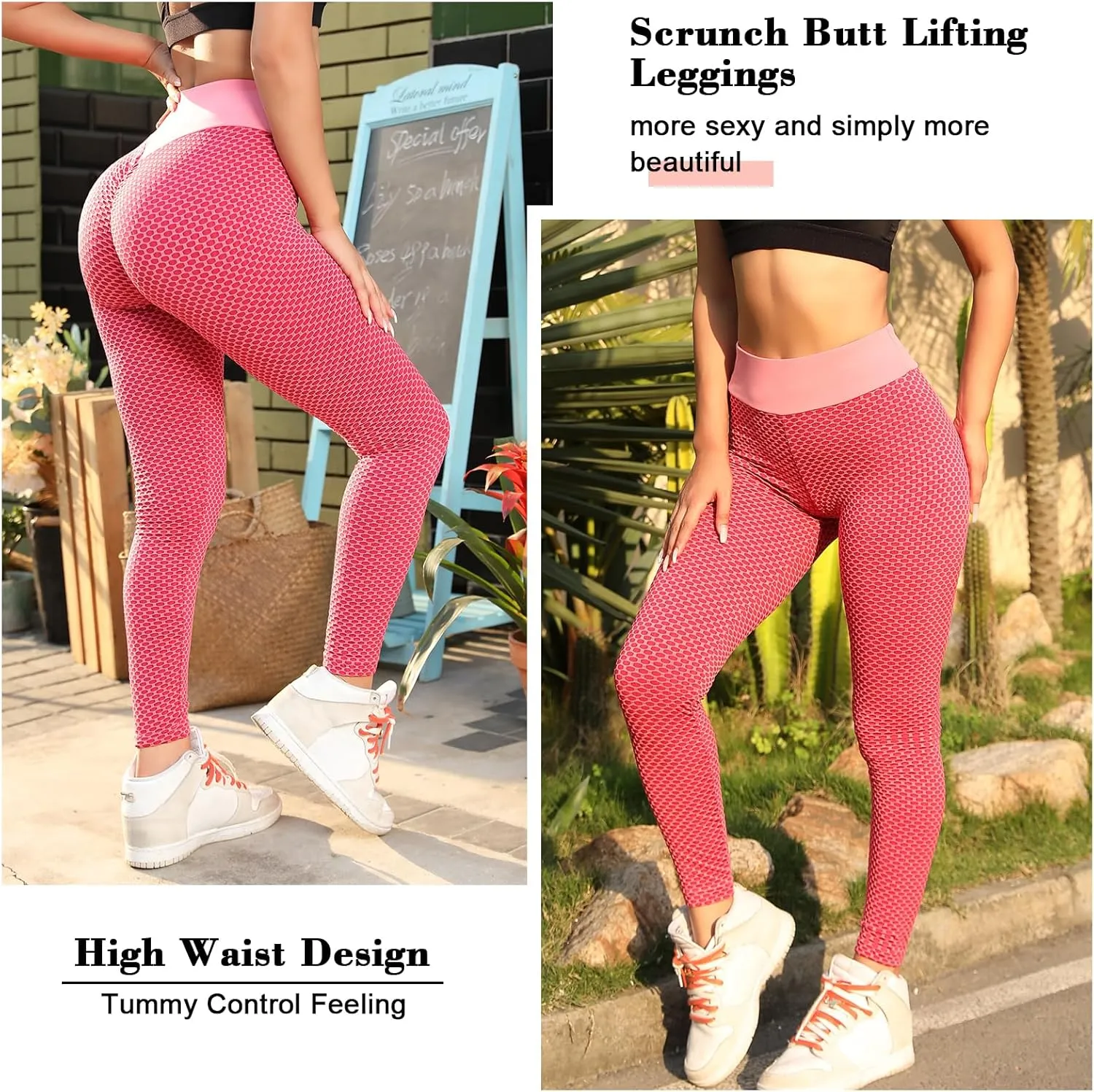Scrunch Butt Lifting Workout Leggings for Women High Waisted Yoga Pants Tummy Control Gym Booty Textured Tights