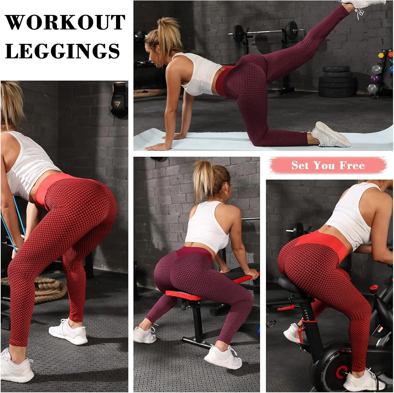 Scrunch Butt Lifting Workout Leggings for Women High Waisted Yoga Pants Tummy Control Gym Booty Textured Tights