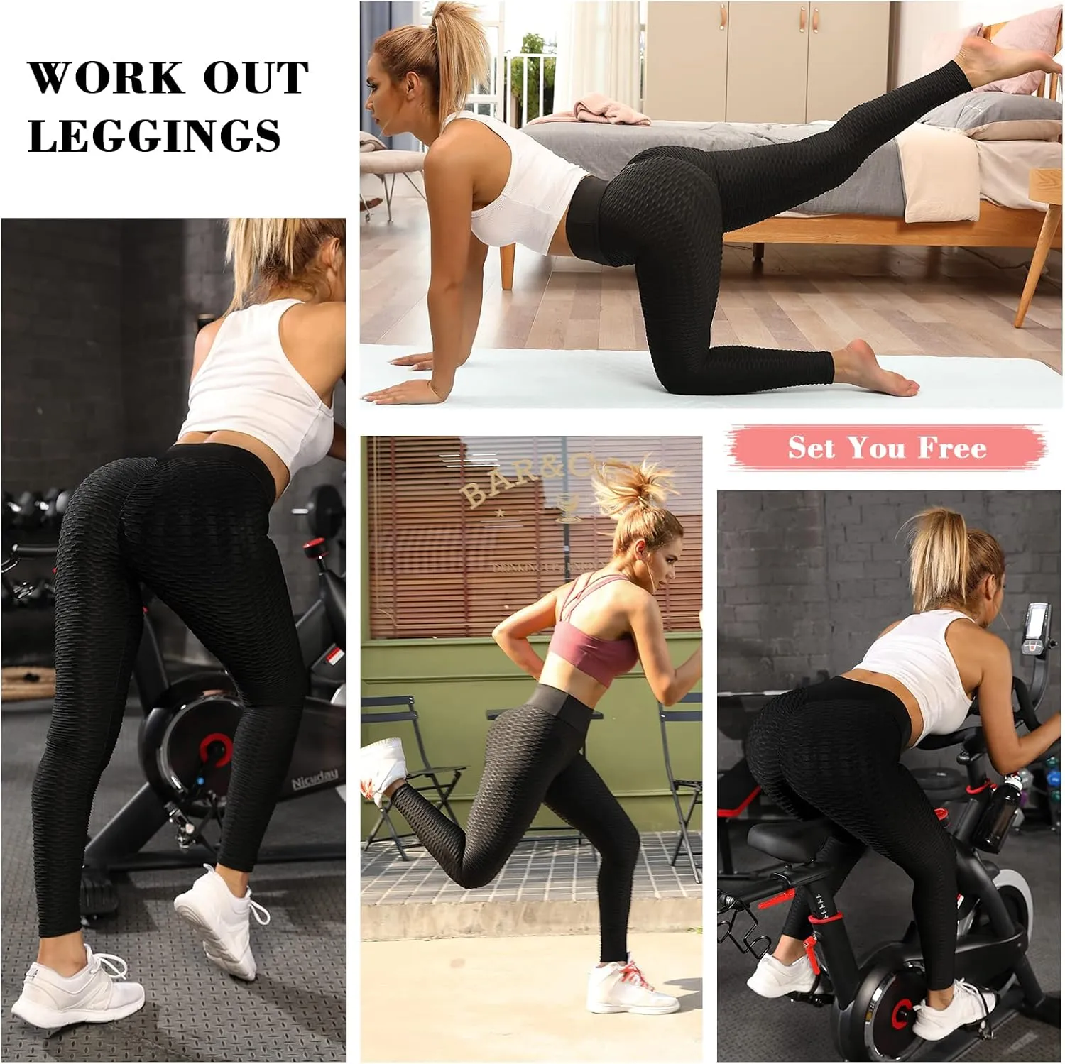 Scrunch Butt Lifting Workout Leggings for Women High Waisted Yoga Pants Tummy Control Gym Booty Textured Tights