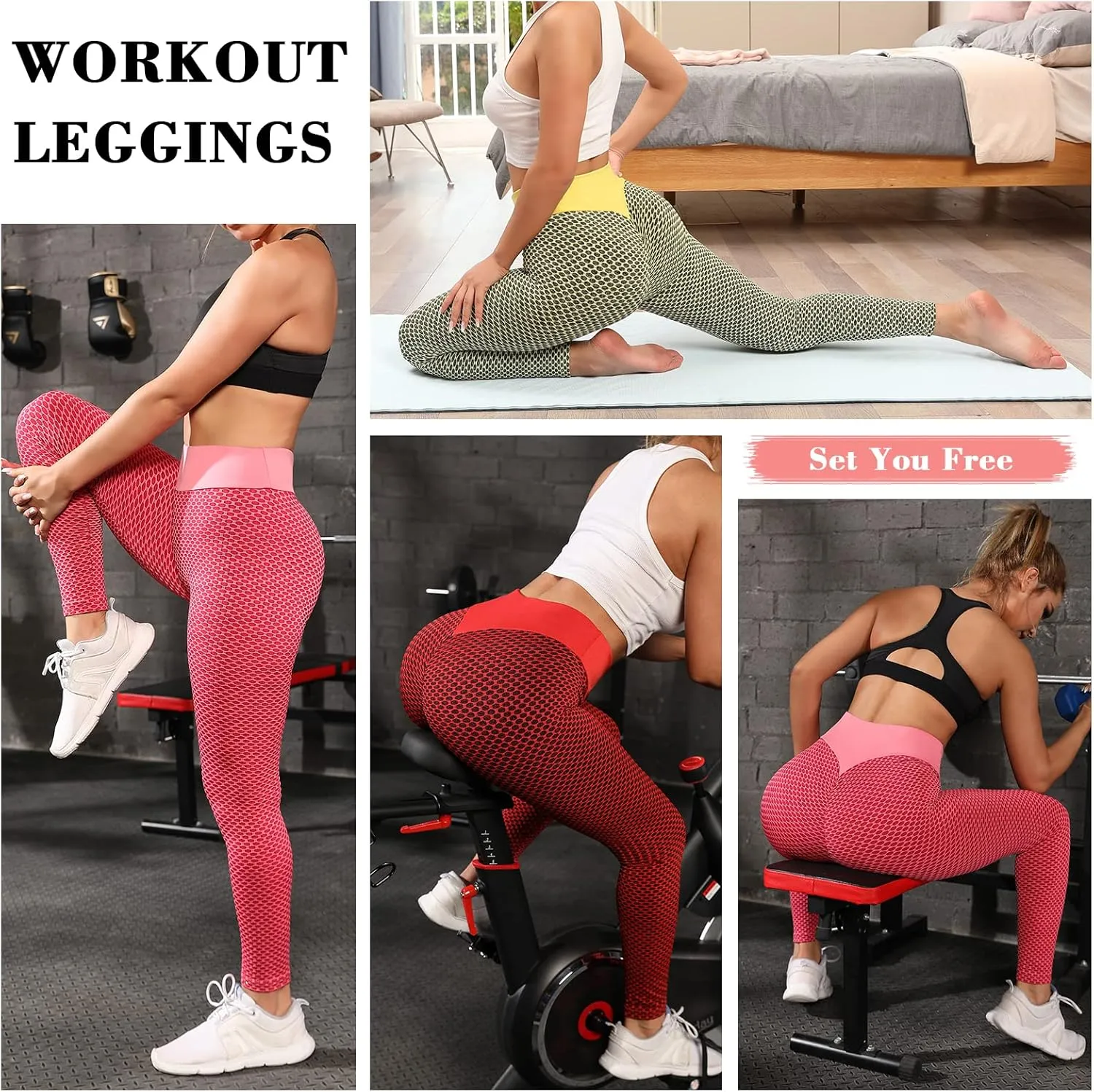 Scrunch Butt Lifting Workout Leggings for Women High Waisted Yoga Pants Tummy Control Gym Booty Textured Tights
