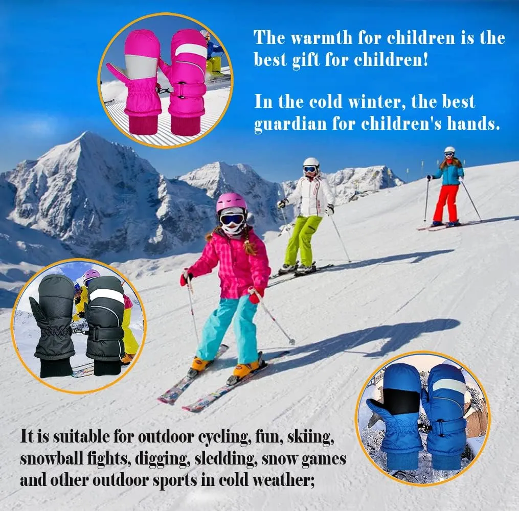 Ski gloves kids mittens winter baby snow gloves toddler mittens waterproof toddler mittens for girls and boys2-7Y