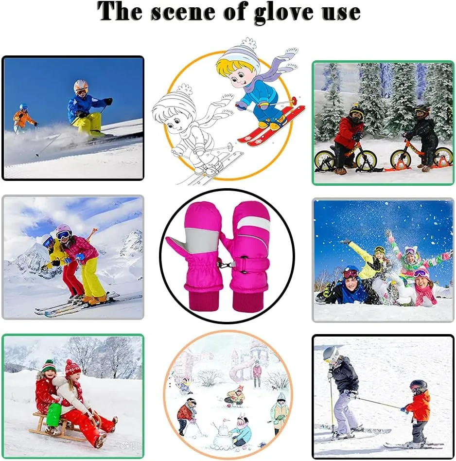 Ski gloves kids mittens winter baby snow gloves toddler mittens waterproof toddler mittens for girls and boys2-7Y