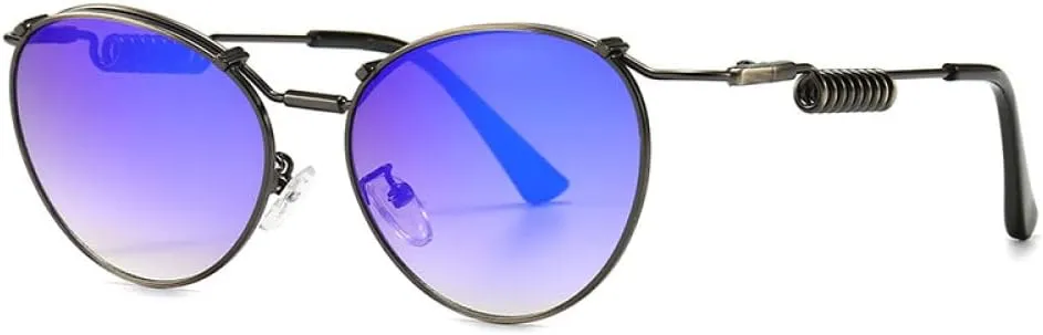 Steampunk Cat Eye Sunglasses Men Women Vintage Metal Spring Legs Punk Sun Glasses For Male