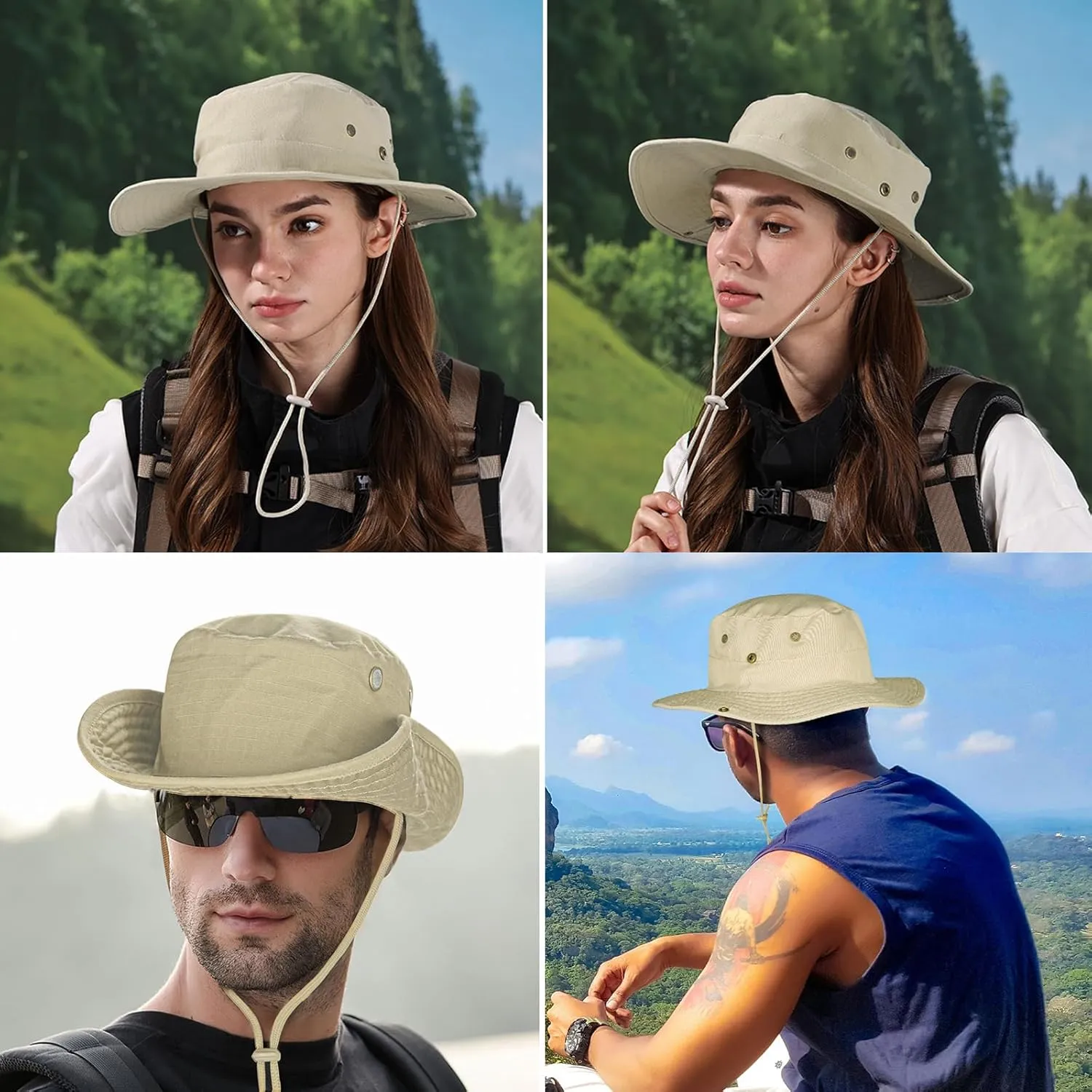 Sun Hats for Men Women Boonie Hat Foldable Fishing Hat UPF 50  Bucket Hat for Fishing Hiking Garden Safari Beach