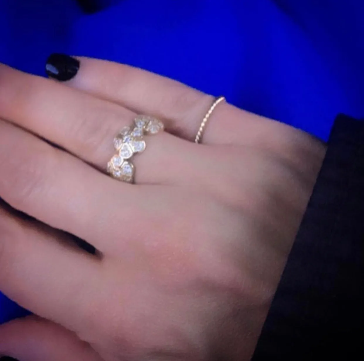 Three Diamond Flower Ring