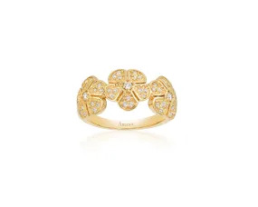 Three Diamond Flower Ring