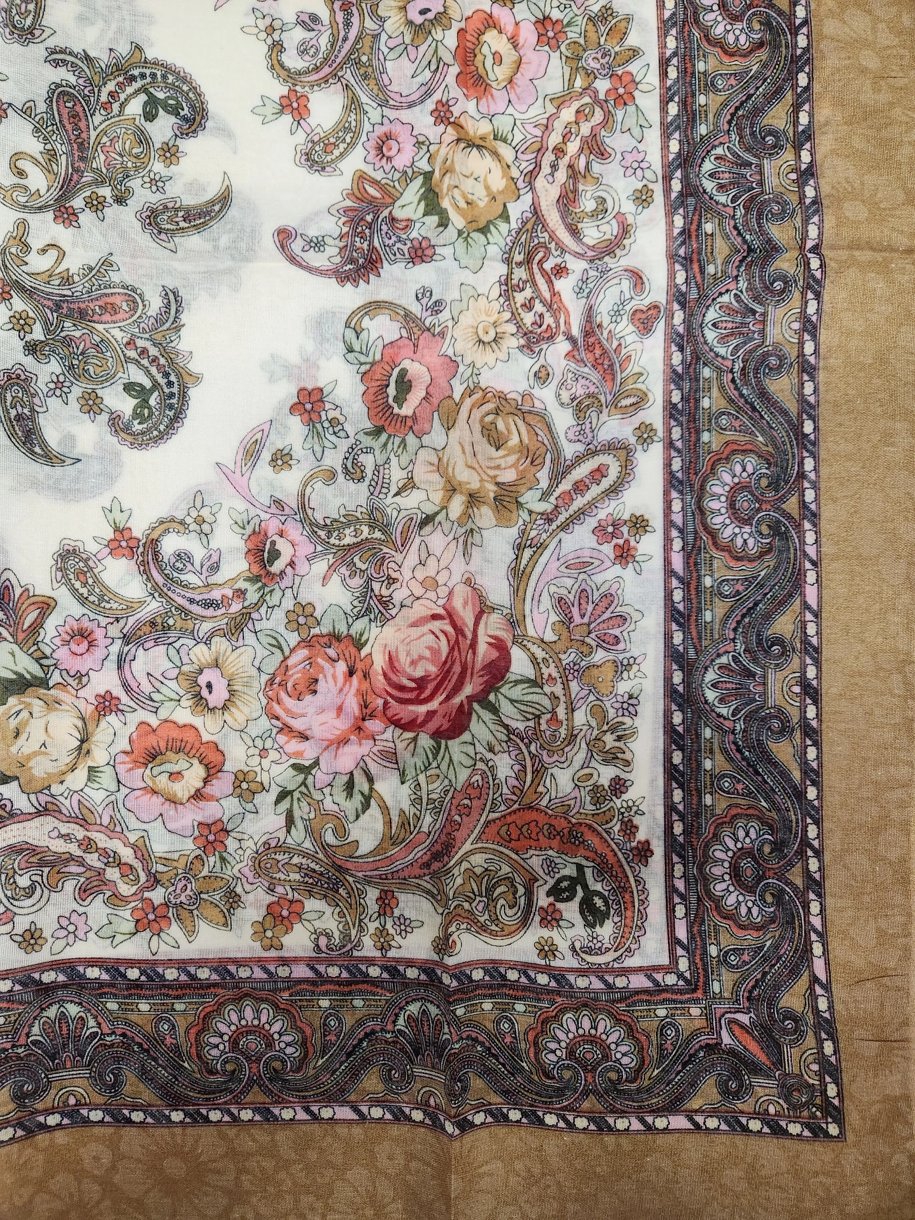 Traditional Polish Folk Head Scarf - Ukrainian Collection, Brown