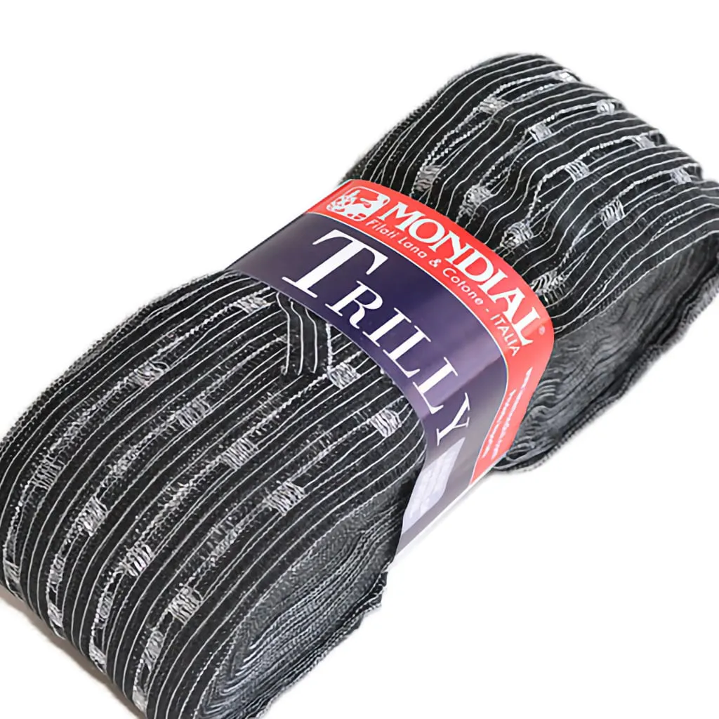 Trilly Ruffling Yarn by Mondial (Knitting Fever) #822 Black