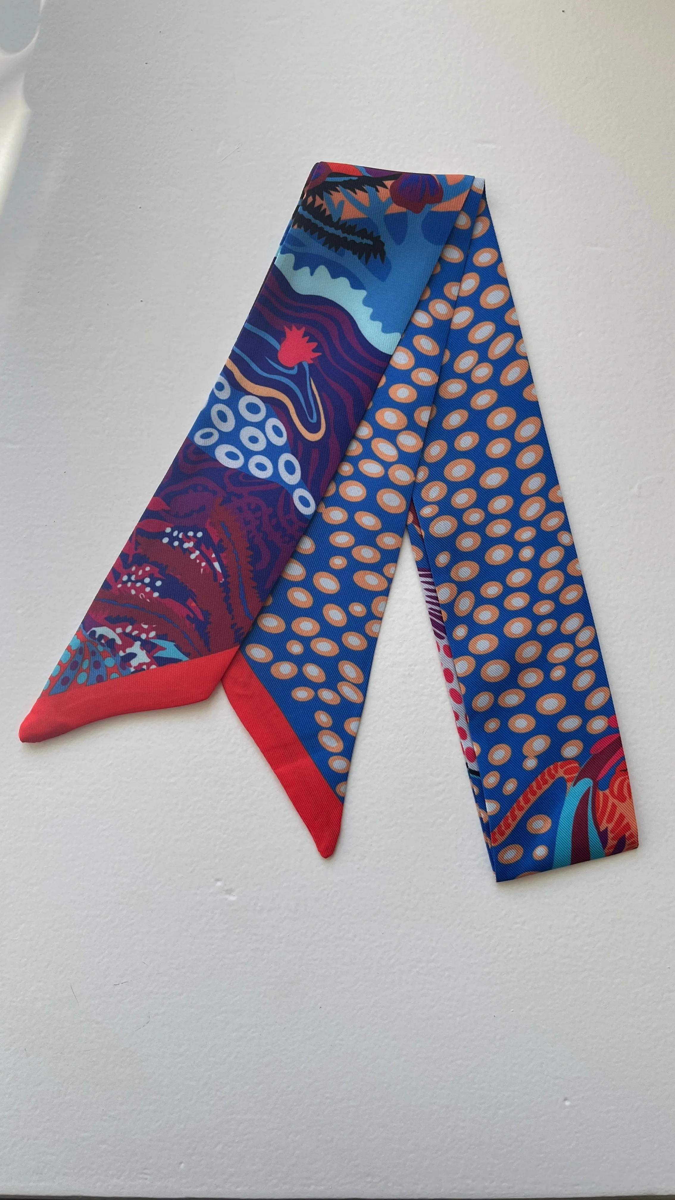 Twilly - Thin Head scarf -  Multi colour pattern