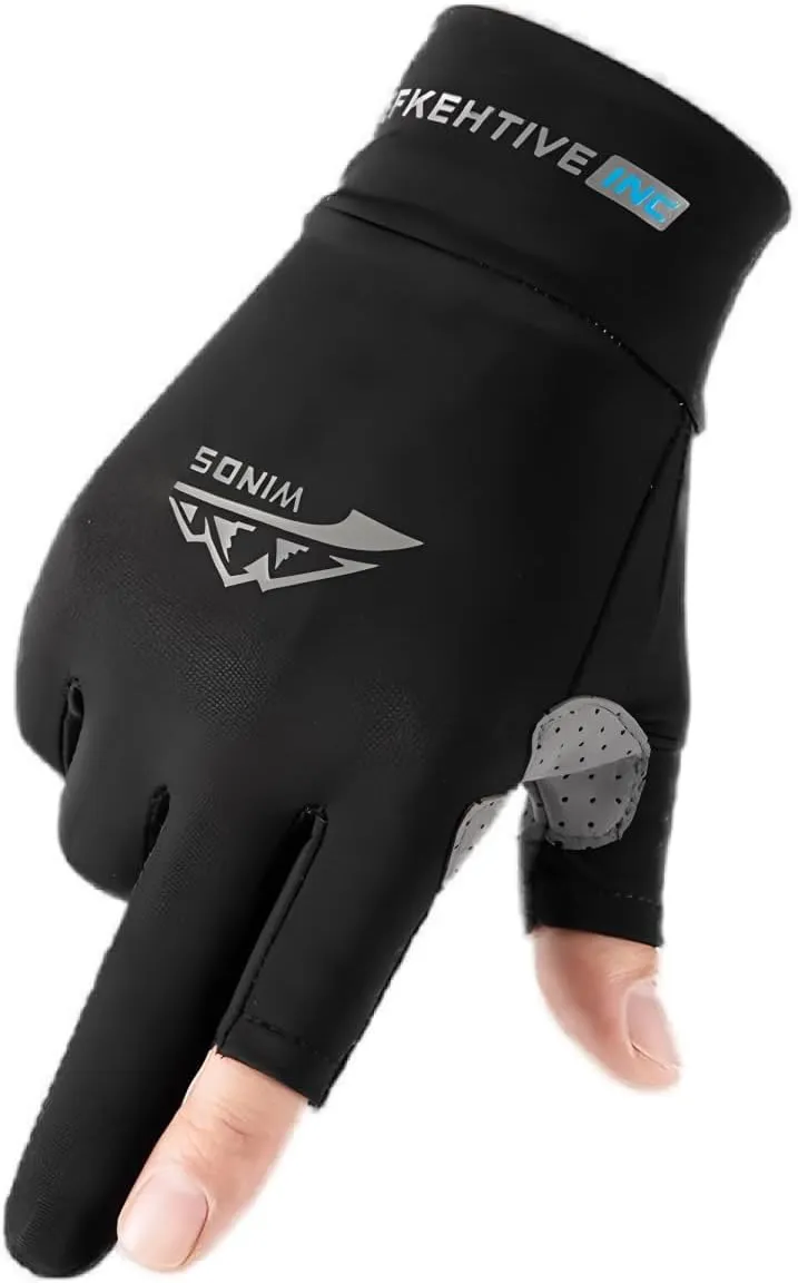Unisex Half Finger Sun Protection Gloves Ice Silk Cooling Sports Workout Cycling Mittens Non Slip Driving Fishing Gloves for Men Women