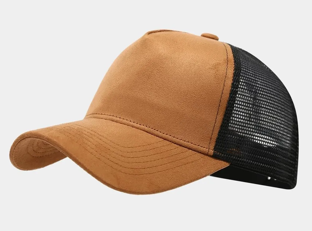 Vintage Suede Baseball Cap for Men Women Summer Mesh Baseball Cap Trucker Mesh Hat Sun Caps Golf Sports Snapback Hat