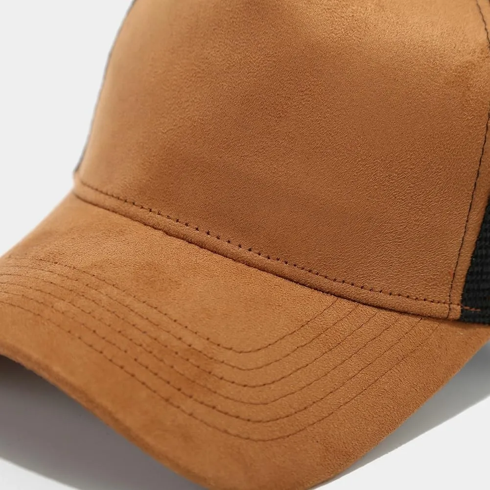 Vintage Suede Baseball Cap for Men Women Summer Mesh Baseball Cap Trucker Mesh Hat Sun Caps Golf Sports Snapback Hat