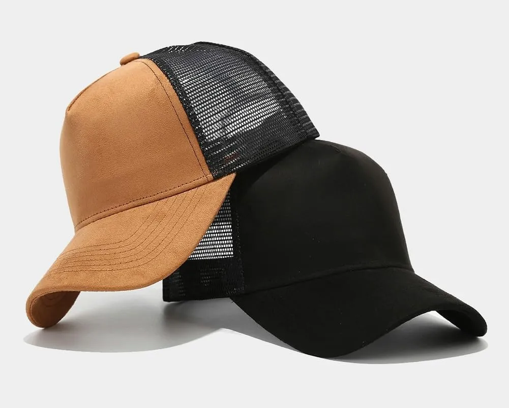 Vintage Suede Baseball Cap for Men Women Summer Mesh Baseball Cap Trucker Mesh Hat Sun Caps Golf Sports Snapback Hat