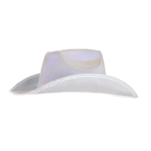White EL Wire Light Up Plain Fabric Cowboy Hat - Pack of 3 Hats