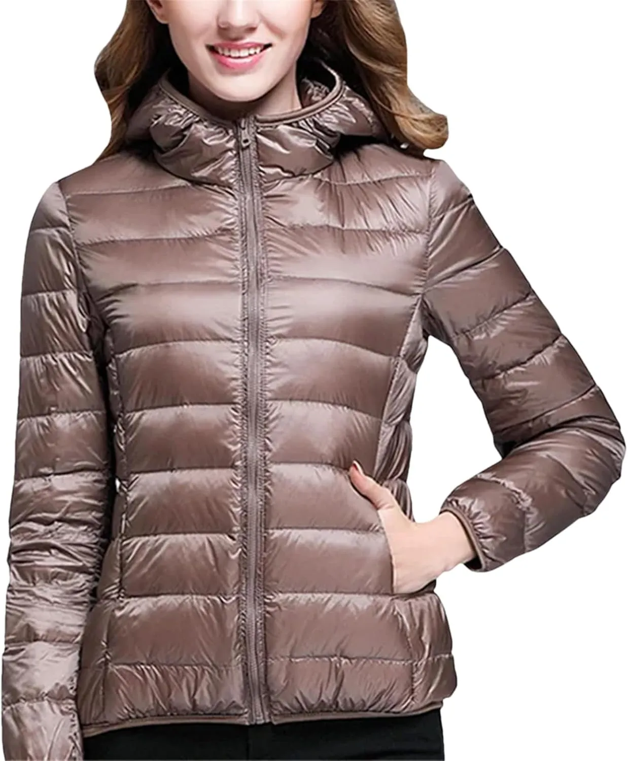 Womens White Duck Down Winter Lightweight Hood Jackets Women Down Coats Puffer Warm Portable Thin Female Outwears
