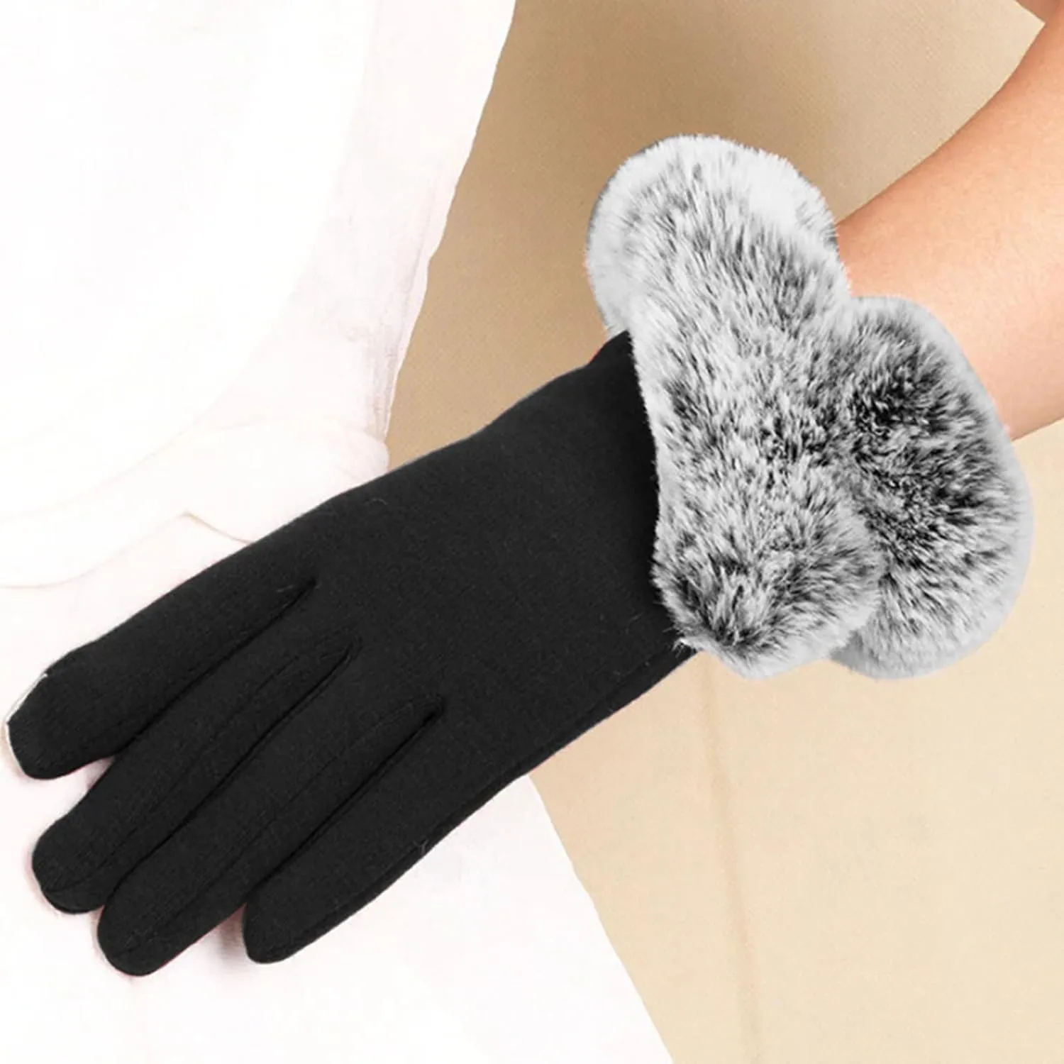 Womens Winter Gloves Women's Winter Touchscreen Gloves Winter Gloves for Women Elastic Cuff Knit Gloves for Cold Weather