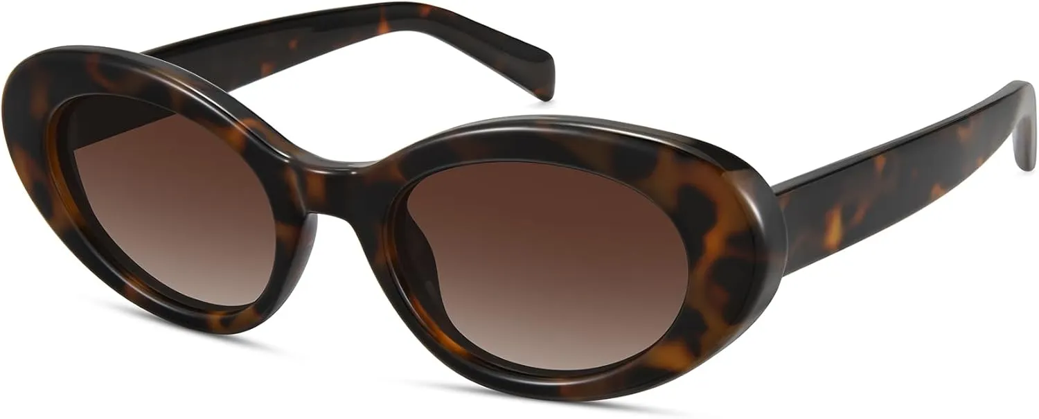 WOWSUN Retro Oval Cat Eye Sunglasses Womens Polarized Y2K Trendy Sunglasses