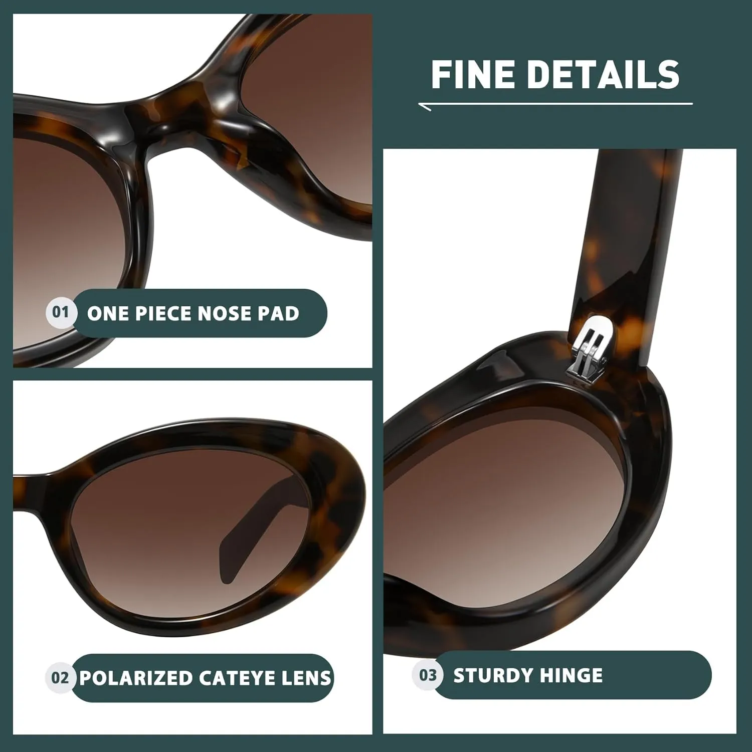 WOWSUN Retro Oval Cat Eye Sunglasses Womens Polarized Y2K Trendy Sunglasses