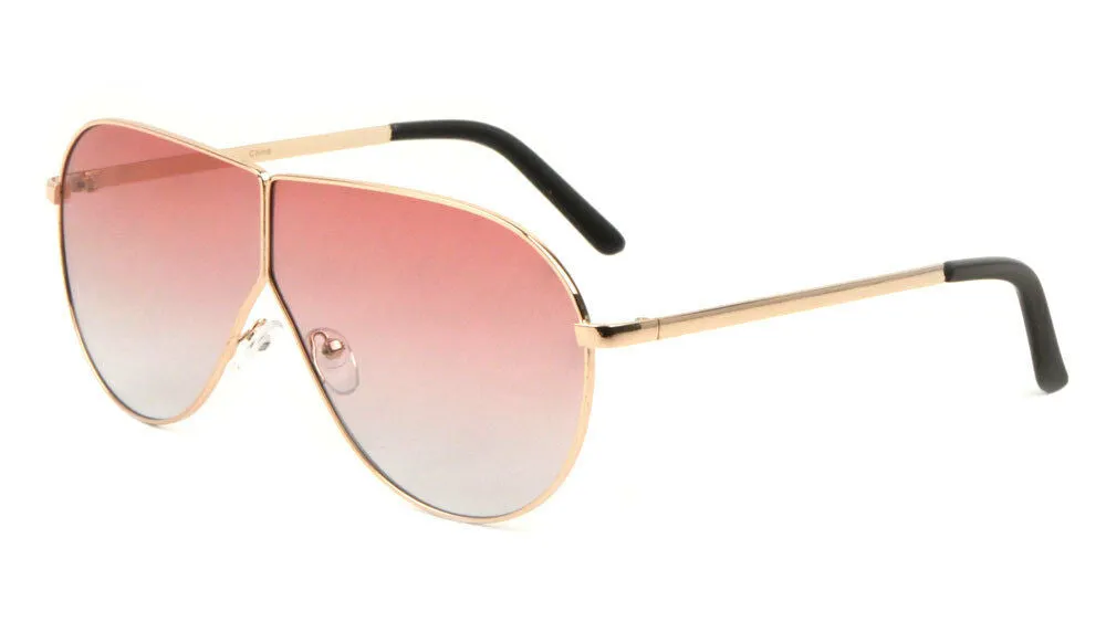 XL Oversized Split Shield Retro Aviator Sunglasses