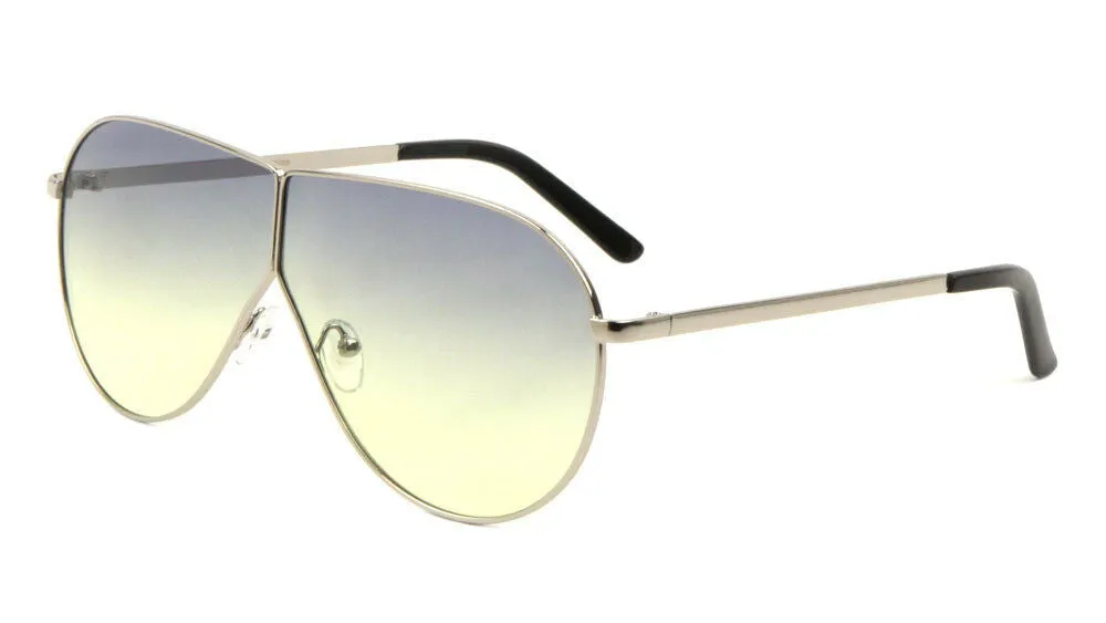 XL Oversized Split Shield Retro Aviator Sunglasses