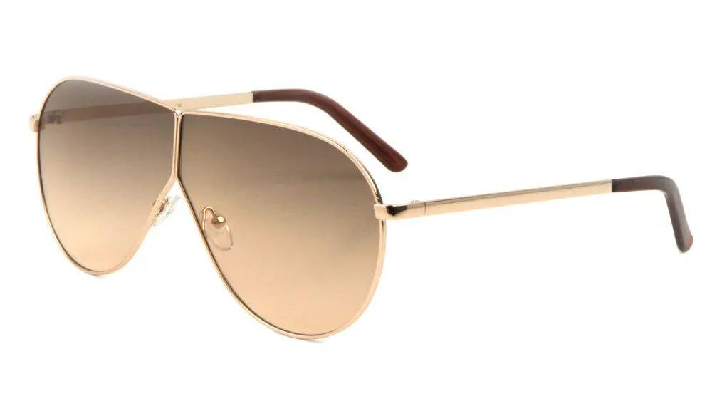 XL Oversized Split Shield Retro Aviator Sunglasses