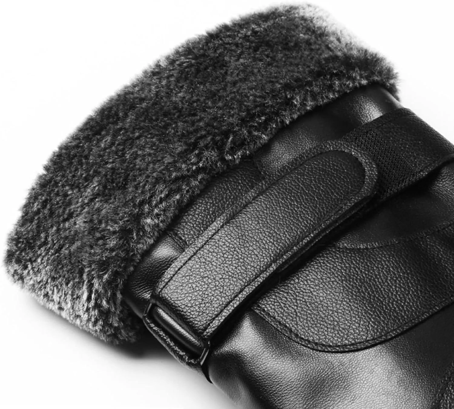YOLAI Fashion Mens Fleece Lined PU Leather Gloves Winter Warm Gloves Warm Mittens Adjustable Cuffs Driving Gloves