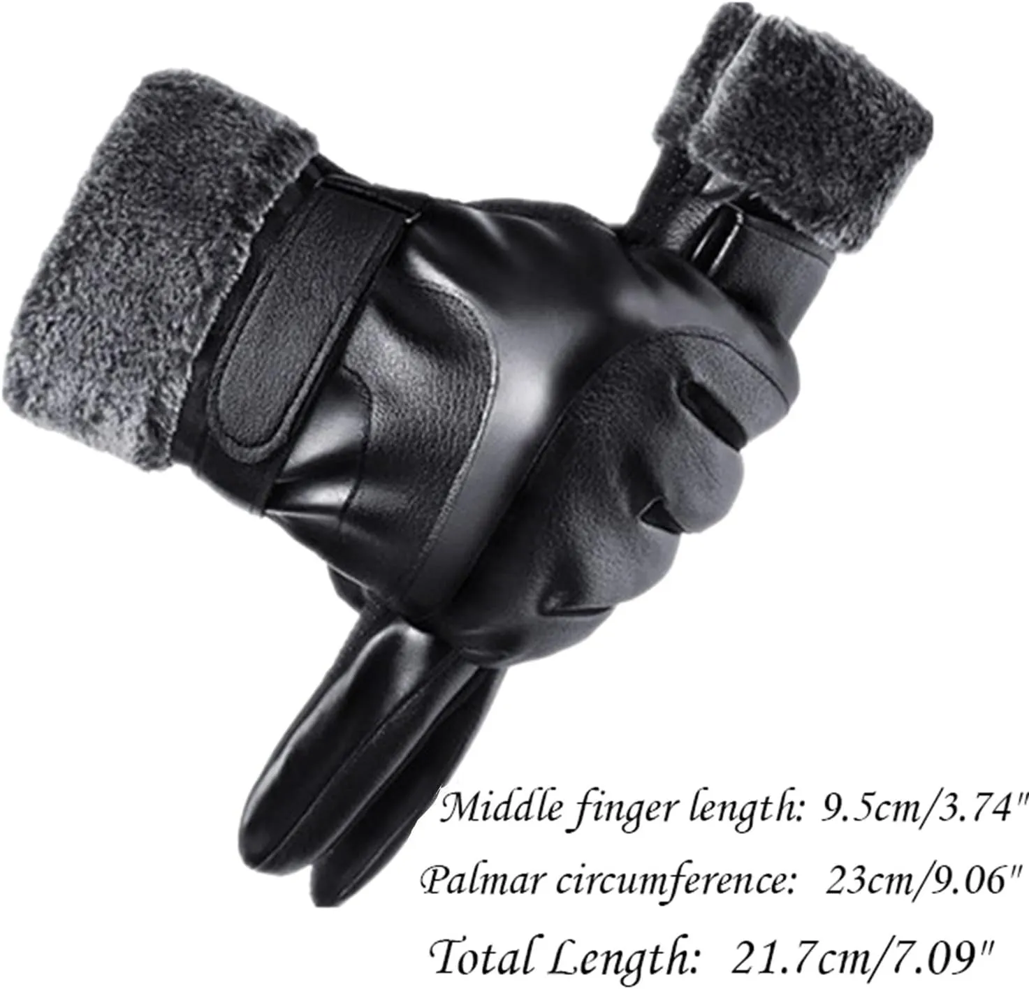YOLAI Fashion Mens Fleece Lined PU Leather Gloves Winter Warm Gloves Warm Mittens Adjustable Cuffs Driving Gloves